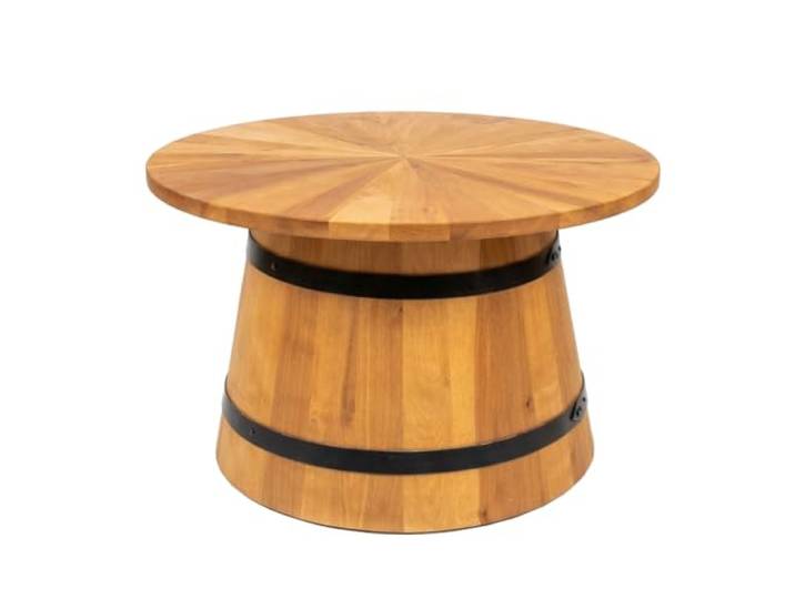 CREATIVE COOPER Runder Couchtisch im Fassdesign aus Massivholz, Eiche Ø 65 cm