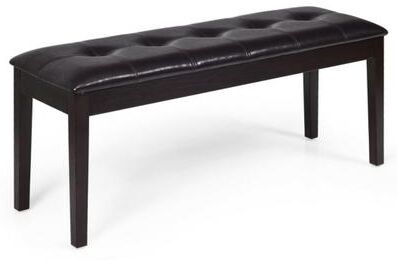Costway Upholstered Dining Room PU Bench Solid Wood Button Tufted-Brown