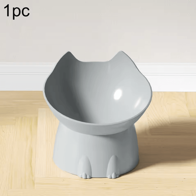 Uplift Curations Elevated Elevated Cat Bowl Anti Tip Raised Pet Feeding Dish With Tilted Edge Neck Protection For Cats gray