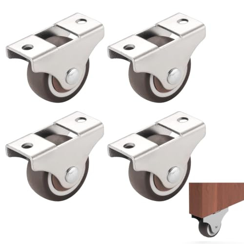 Set van 4 duurzame zwenkwielen voor meubels en zware voorwerpen, zilver