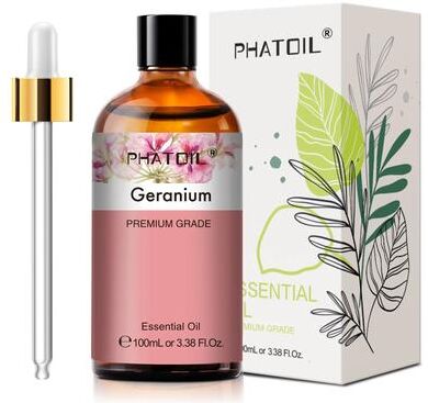 Inspired Finds PHATOIL 100ml Essential Oil Eucalyptus, Lavender, Vanilla, Jasmine, Lemon & Bergamot For Aromatherapy & Candle Mak geranium