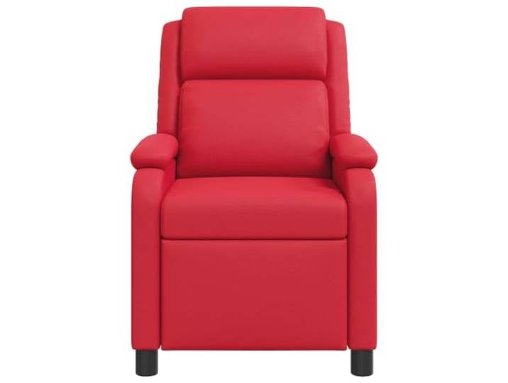 Roter Sessel Recliner aus Kunstleder, verstellbar 115-160 Grad, Modern Verstellbarer Winkel der Rückenlehne, weiches PU-Leder, stabiles Metallgestell, minimalistische Beine, einfache Reinigung