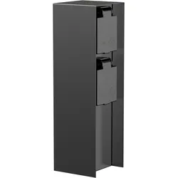 ledscom.de Garten Steckdosensäule POMI für außen, IP44, 2-fach, Edelstahl, schwarz, eckig, 23 cm
