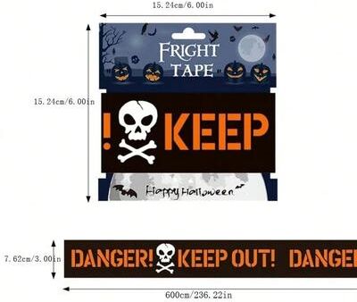 Uplifted Finds 1pc Halloween Warning Strip Plastic Isolation Tape Haunted House Horror Atmosphere Decoration black