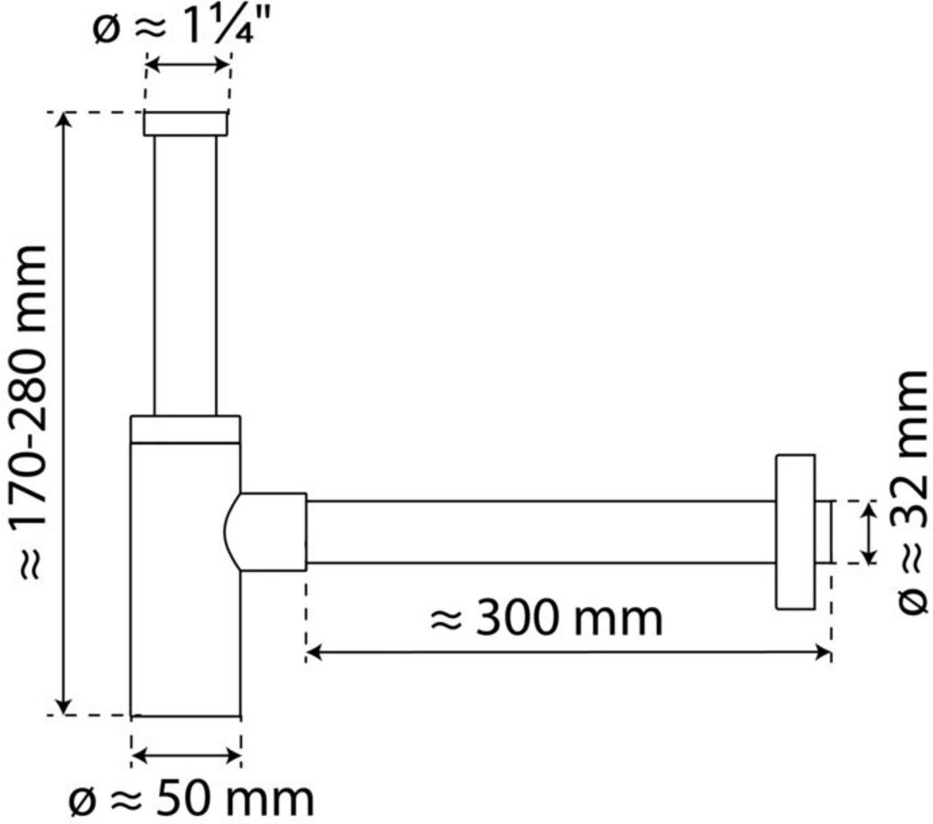 KIRCHHOFF DS-5WK Flaschensiphon, Chrom, 1 1/4" x 32 mm (98166210)