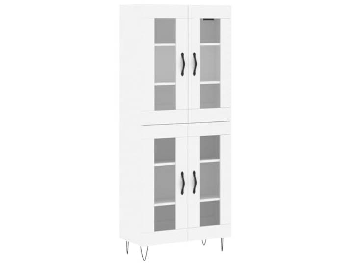 HKTMGDNG Highboard Schrank Weiss 69,5x34x180 cm Standregal 2-teilig Stilvolle Glasfronten und stabile Metallbeine schaffen praktische Ordnung im Wohnzimmer oder im Essbereich.