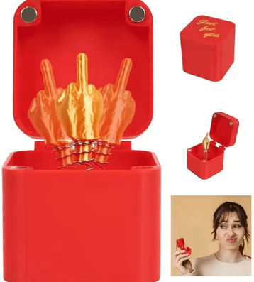 Inspire Curations Middle Finger Surprise Box Prank Gift Box Funny Desk Toy & Novelty Gag Gift red