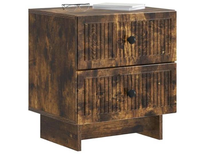 KTHLBRH Nachttisch Eiche Rauchgrau 43 x 34,5 x 47,5 cm Holztechnik, Vintage-Design, viel Stauraum, für Schlafzimmer oder Wohnzimmer