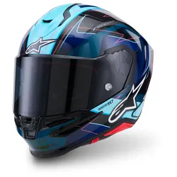 Alpinestars S-R7 Kinetis Motorradhelm - schwarz-blau-pink-fluo-weiß-glänzend - 2XL (63/64)