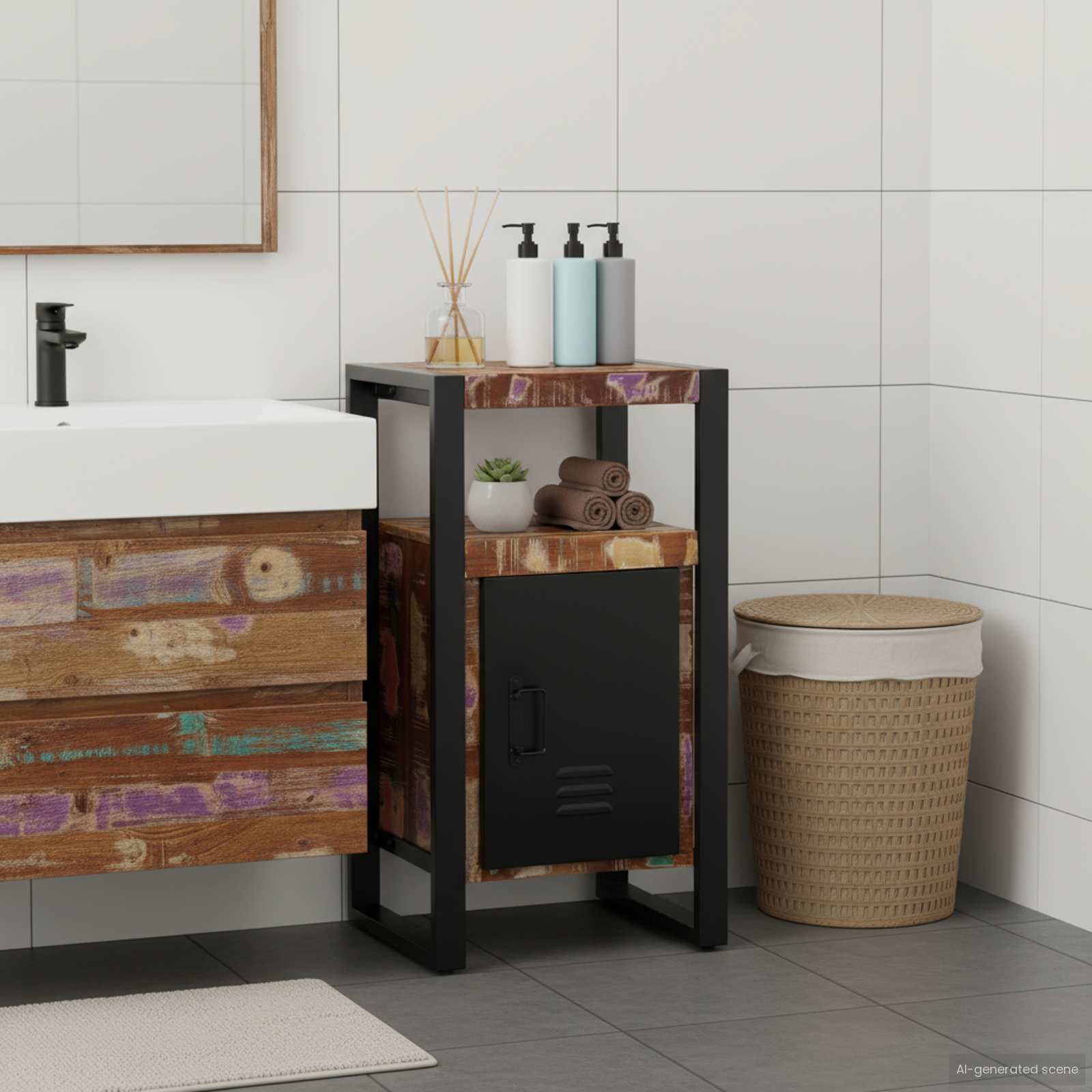 vidaXL Mueble de Cuarto de Baño Marrón Madera sólida recuperada Marrón