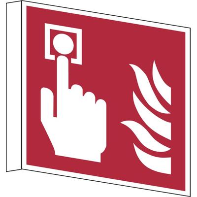 Brandschutzzeichen, Fahnen-/Nasenschild Brandmelder F005 - ASR A1.3 (DIN EN ISO 7010) - 200x200x1 mm Kunststoff nachleuchtend