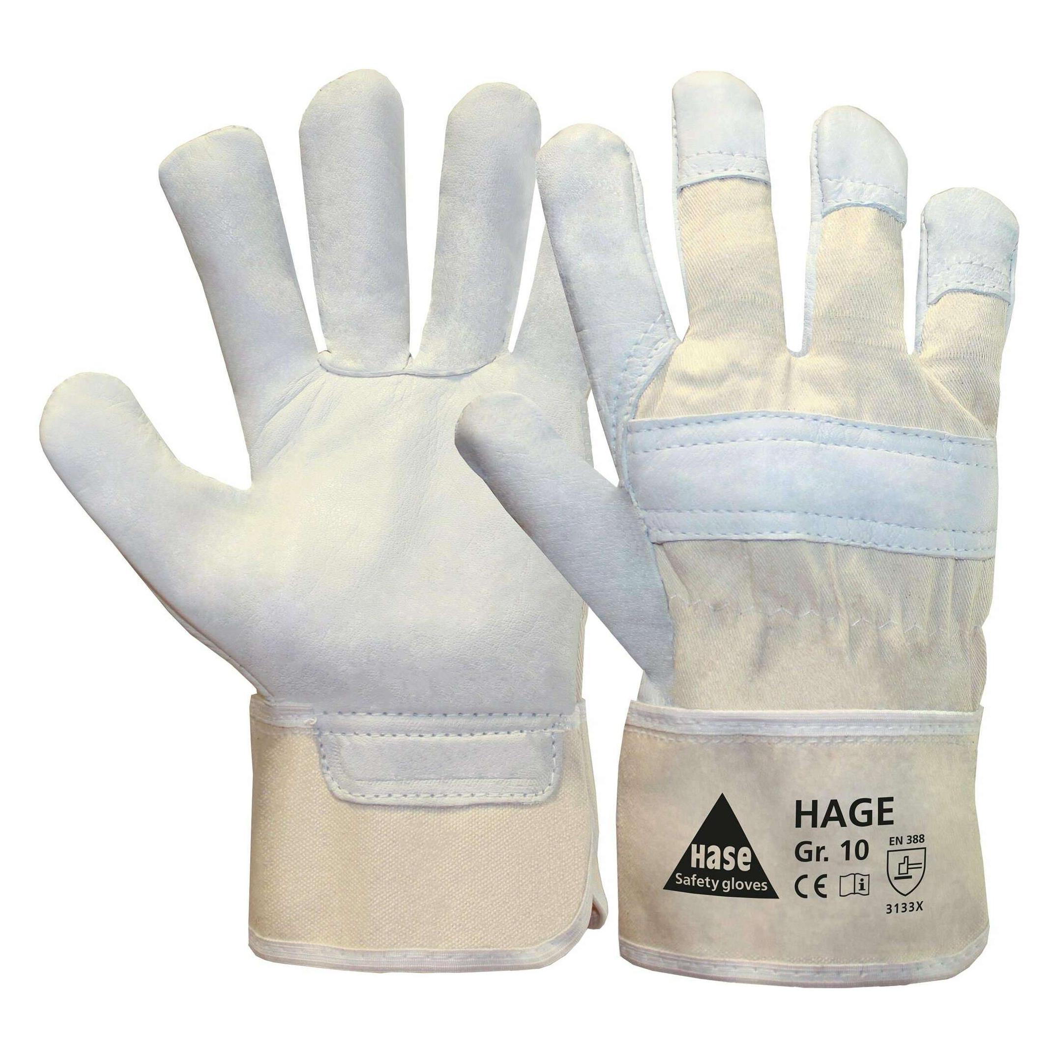 Hase Arbeitshandschuh Hage Safety 12 Paar Grösse: 9, Weiss (9) (761306)