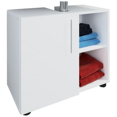 Waschbeckenschrank VCM "Holz Badmöbel Badunterschrank Flandu lll Drehtür", weiß, B:60cm T:30cm, Obermaterial: 100% Holz Wood., Schränke, Waschbeckenunterschrank