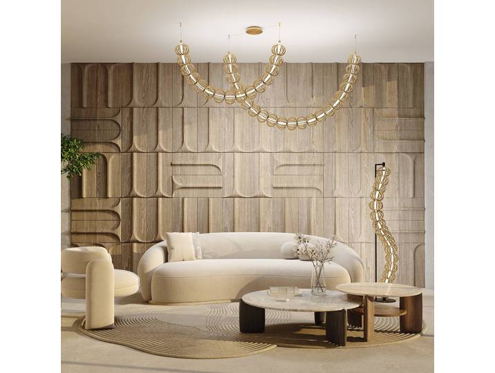 Maytoni LED Stehlampe Golden Cage, für Wohn- / Esszimmer, Metall, LED Stehlampe