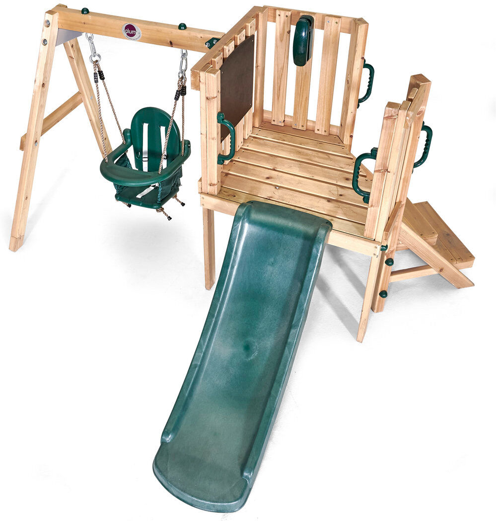 Plum Junior Activity Centre Swing And Slide Brown;Green 117cm H X 220cm W X 204cm D