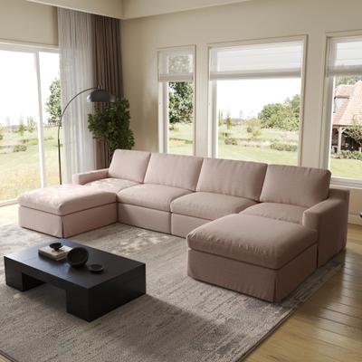 HELIA "154.4"" Oversized Modular Sectional 4-Seater Couch with 2 Movable Ottomans and Deep Seat for Living Room"