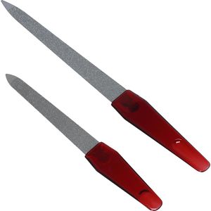 Elina-med Nagelfeile 607553 Saphir, aus verchromtem Metall, doppelseitig grob und fein, Länge 13 und 17 cm, 2er Set