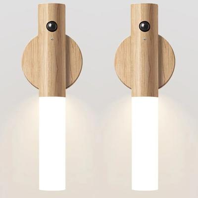 Uplift Picks Magnetic Wooden Motion Sensor Wall Sconce white Ash (2 Pcs) usb