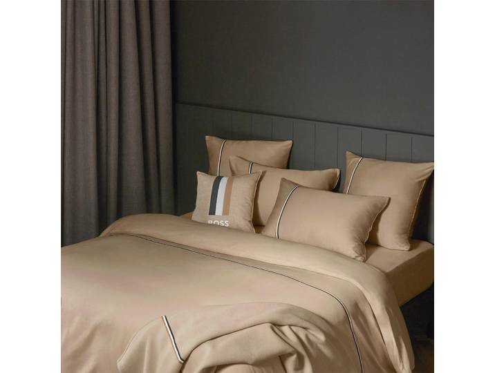 Hugo Boss Bettwäscheset, Beigebraun, Textil, Uni, 200x210 cm, Heimtextilien, Bettwäsche, Bettwäsche