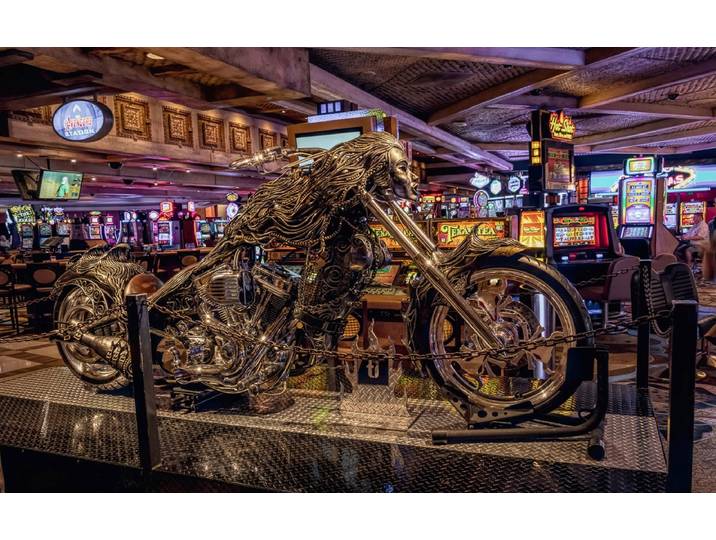 Fototapete PAPERMOON OLDTIMER MOTORRAD-TUNING CASINO LAS VEGAS SLOTMASCHINEN , bunt, B:2,5m L:1,86m, Vlies, Tapeten, Fototapete