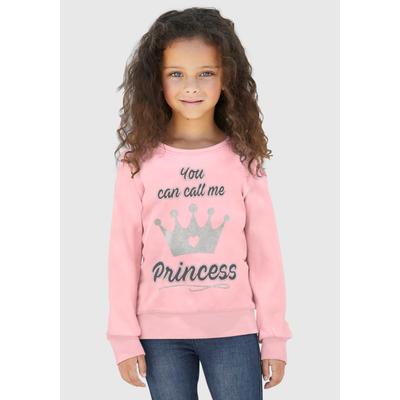 Langarmshirt KIDSWORLD "YOU CAN CALL ME PRINCESS", Mädchen, Gr. 128/134, rosa, Interlock, Obermaterial: 100% Baumwolle, bedruckt, Basic hüftlang, Rundhals, Bündchen, Shirts Langarmshirt, Langarm, Basic-Passform, bedruckt, Rundhalsausschnitt