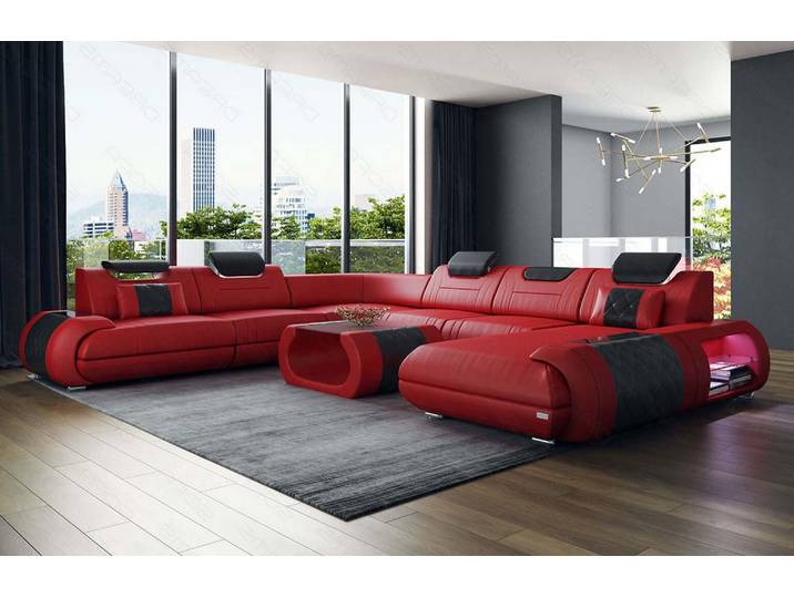 XXL Wohnlandschaft Rimini U-Form aus Leder