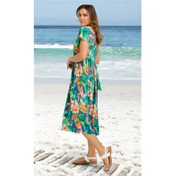Viskose-Kleid in Druck smaragd in Größe 44 von DW-Shop, Smaragd, 44