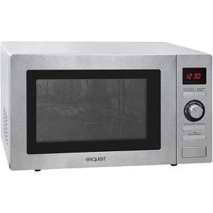 Exquisit Mikrowelle MW 9025 H-3, mit Heißluft & 1100 Watt Gril, 900 Watt, silber, mit Drehteller, Garraum 25 Liter
