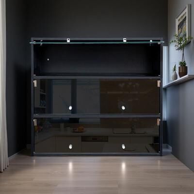 ZWYO HOSIMU Storage Shoe Cabinet with Glass Door and RGB LED Light