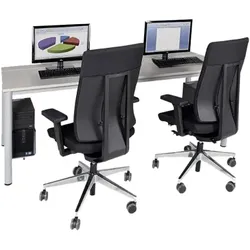 quadratischer höhenverstellbarer EDV-Computertisch mit Holzkabelkanal