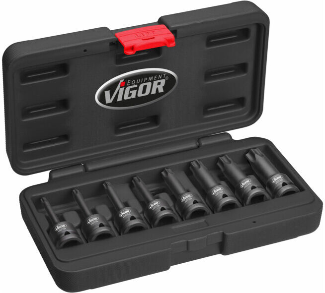 VIGOR Jeu de douilles mâles à chocs pour profil intérieur TX 8 (V7017)