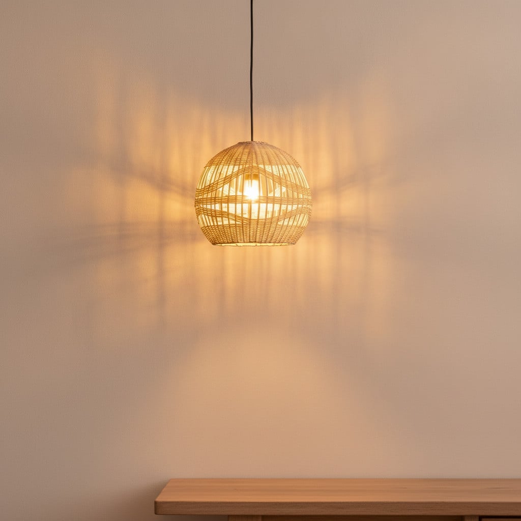 Lyora Rotan Hanglamp Marlo Bol - Beige/Bruin - Ø 30 cm