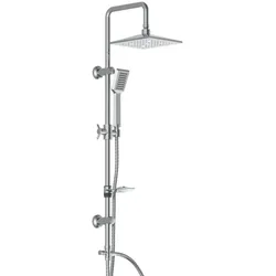 Duschset EASY COOL, Regendusche ohne Armatur, Duschsystem mit Seifenschale, Duschbrause, Dusche Chrom