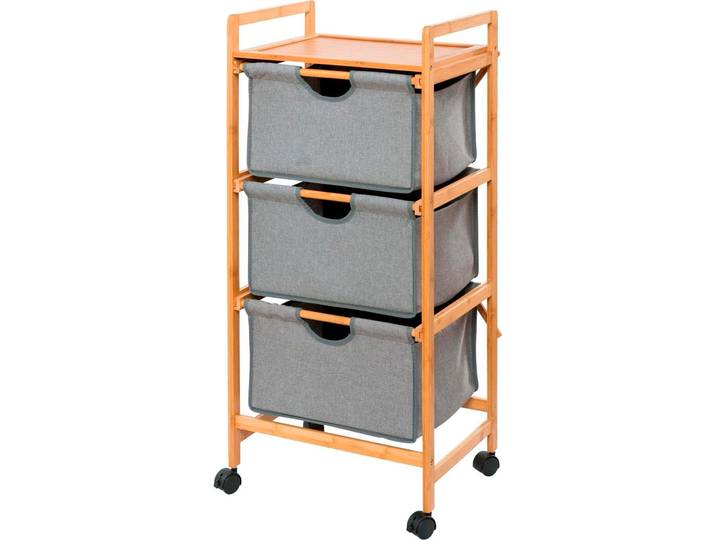 Rollwagen WENKO Bahari , beige (natur, grau), B:44cm H:96cm T:34cm, Bambus, Rollwagen, Rollwagen, Badmöbel aus Bambus