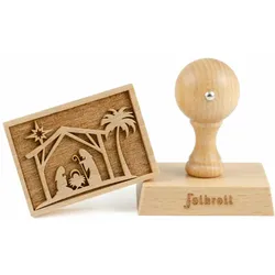 Folkroll Keksstempel Weihnachtskrippe, 70x50 mm, Cookiestempel, Backstempel, Keks, Stempel, Motiv, Buchenholz, 334720