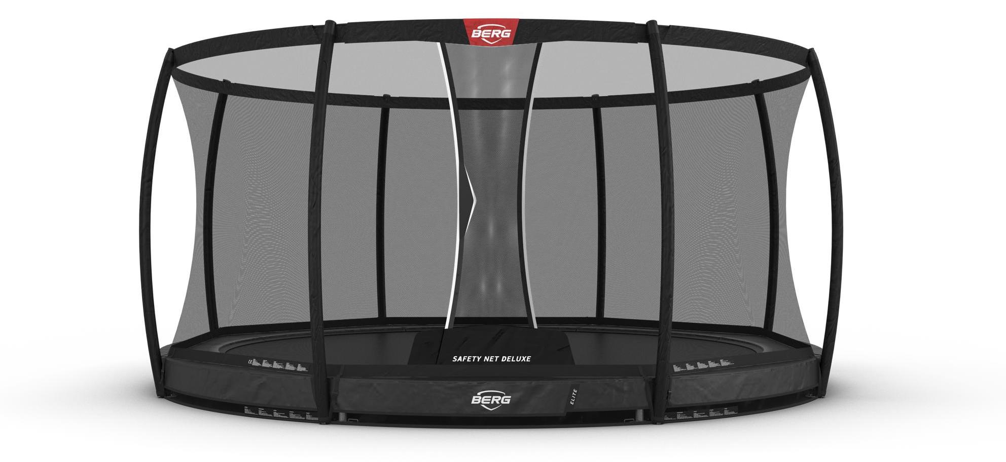 BERG Bodentrampolin Elite InGround 430 + Sicherheitsnetz Deluxe Grau