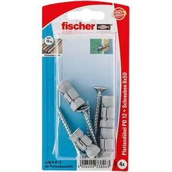 Fischer 4x Plattendübel PD 12 S mit Schraube - 33806