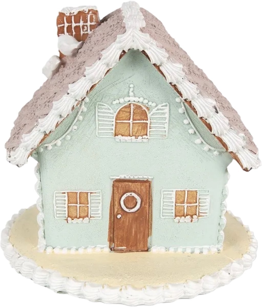 Clayre & Eef Kerst gingerbread house Blauw Polyresin 12 cm