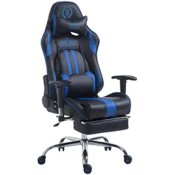 TPFLiving Racing Bürostuhl Limitless mit Fußablage  Schwarz/Blau