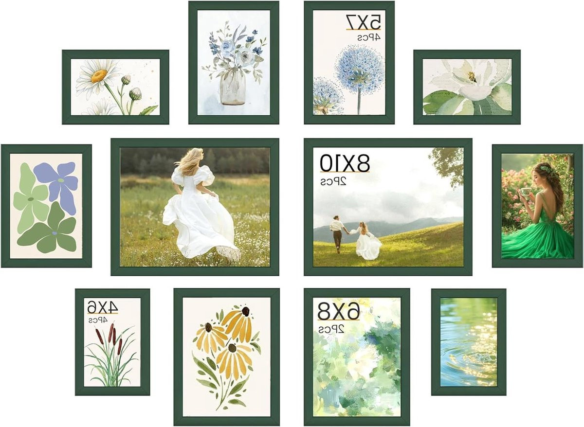Set van 12 onbreekbare acrylglazen fotolijsten voor collage muurdecoratie - Zwart