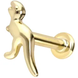 14 Karat Gold Labret mit Push Fit DINOSAURIER