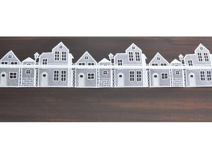 Fensterdekoration STICKEREIEN PLAUEN Häuser Gr. 1, weiss (weiß), B:42cm H:13cm, Polyester, Fensterbilder, Fensterdekoration, Fensterdekoration Häuser