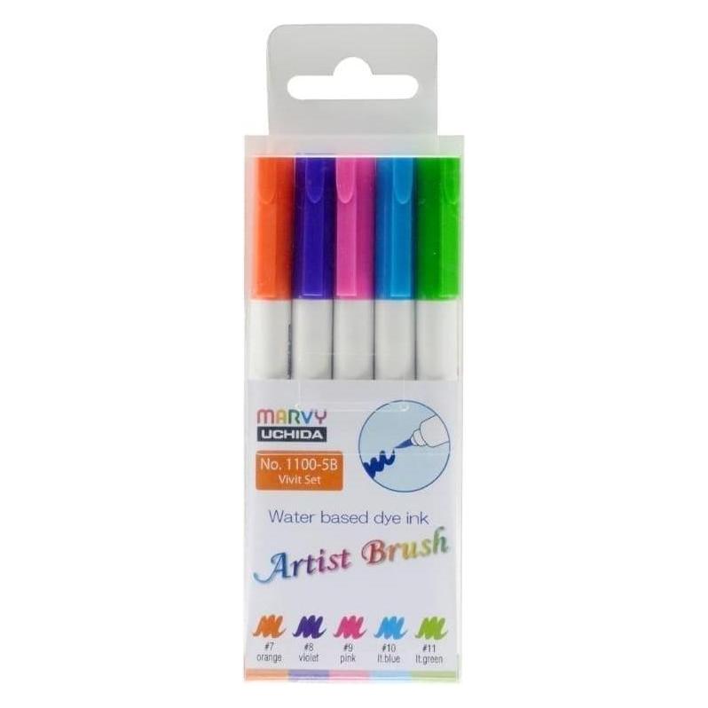 Uchida MARVY Filzstifte mit Pinselspitze Artist Brush Vivid, 5 Stk. (5x) (33311617)