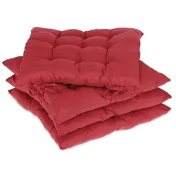 Relaxdays 4er Set Stuhlkissen rot Rot