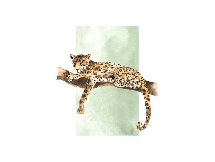 Bild KOMAR Lazy Leopard , bunt (farbe bild(er): bunt), B:30cm H:40cm, Holz, Papier, Bilder, Bild, Wandbild zur Dekoration - ohne Rahmen