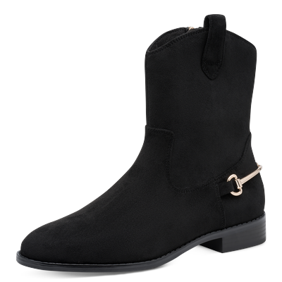 Westernstiefelette MARCO TOZZI, Damen, Gr. 39, Textil, schwarz, Veloursleder, unifarben, Basic, Schuhe, Ankle Boots, Cowboy Stiefel mit modischem Fersenschmuck