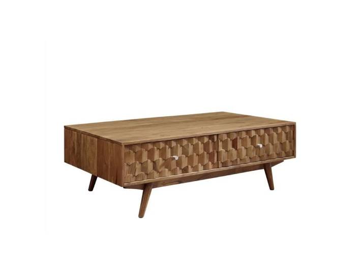 Table basse 120x70 Acacia laqué Blanc MOSAYK N° 203