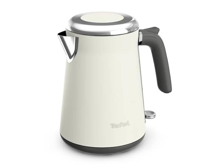 Tefal Collection Edelstahlwasserkocher im Retrostil, 1,7 l Fassungsvermögen, 2400 W, Einhändiges Öffnen, Ein-Tassen-Anzeige, Automatische Abschaltung mit Kontrolleuchte, Cremebeige, KI666AE0