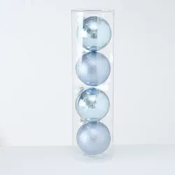 Boltze Große Weihnachtskugeln Ø 10 cm, 4 tlg, Hellblau