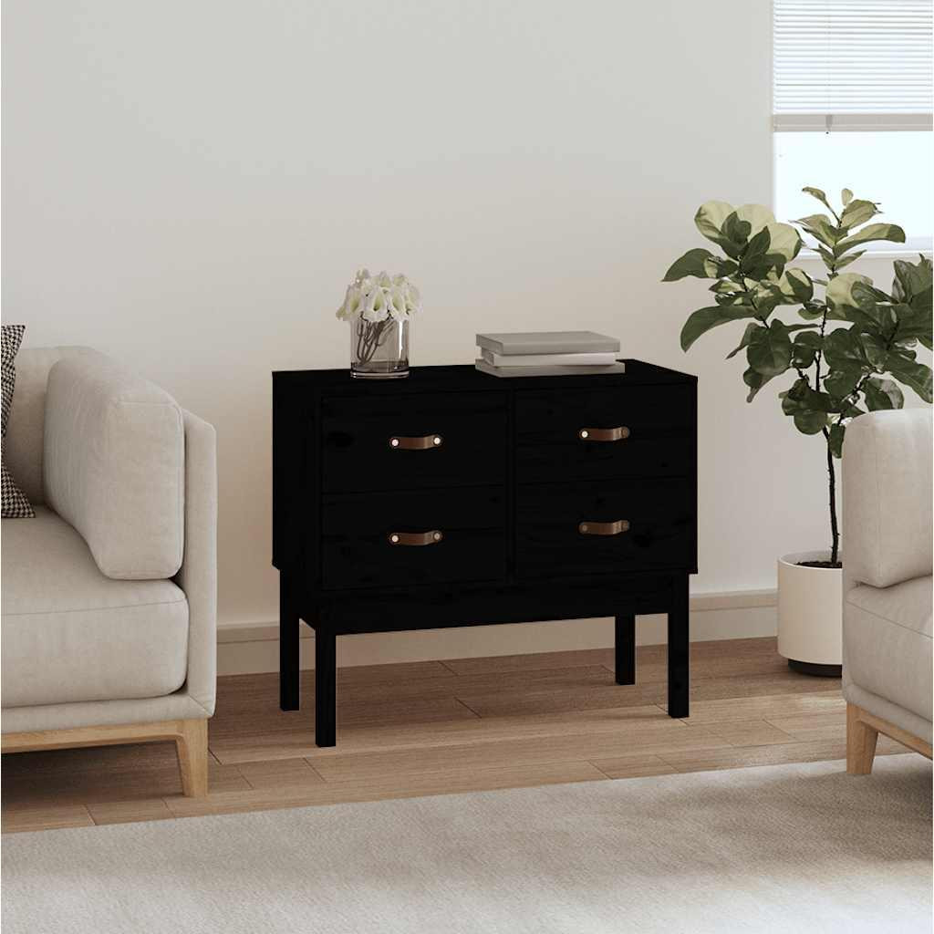 vidaXL Consolekast, zwart, massief grenenhout, B: 90 cm, D: 40 cm, H: 78 cm